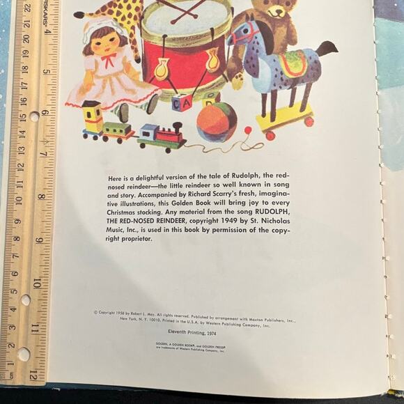 VTG 1974 Rudolph the Red Nosed Reindeer by Barbara S. Hazen, LG Golden HC, VG - Picture 3 of 5